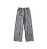 Jeans de Sarja Lavada Vintage Bordado Estilo Americano Tendência para Homens na Primavera e Outono, Calças Versáteis de Perna Larga Soltas Retro Comprimento Total