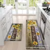 Alfombrilla de Cocina de Terciopelo de Cristal de Girasol Amazon Transfronteriza Felpudo para Puerta de Entrada Felpudo Impreso Alfombra de Piso Larga de Dos Piezas