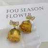 Pendientes de Flor de Diseño Original para Mujer Estilo Francés Dulce Flor Seca Pendientes Mori Super Hada Lazo Flor Pendientes Elegantes