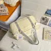 Bolsa de Mão Artística Fresca com Bolinhas Estilo Coreano para Mulheres, Bolsa Transparente com Insígnia de Anime, Bolsa de Ombro Casual para Alunos do Ensino Fundamental