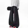 Pantalones casuales de retazos deconstruidos estilo americano para hombre, pantalones de trabajo holgados de moda para otoño, pantalones vintage holgados de pierna ancha