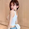 7087 # Moda de Verano Estampado de Letras Hombros Anchos Espalda Descubierta Camisola con Almohadilla Fija Integrada Pecho Fijo Ropa Interior Adelgazante