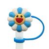 Linda Cara Sonriente Serie de Flores Tapa para Popote Dibujo Animado Tapón de Polvo para Popote Barra Fiesta Fiesta Tapa de Silicona para Popote