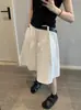 Awncoat Vem com um Cinto, Saia Evasê de Tencel para Mulheres, Novo Estilo de Verão, Comprimento Médio, Cobre o Quadril, Saia Emagrecedora