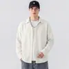 Camisa Masculina com Gola Lapela e Manga Longa 2026 Outono Nova Estilo Japonês Cor Sólida Camisa Versátil Casual Roupa de Trabalho Marca Tendência Roupa Exterior