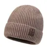 Gorro de Invierno Cálido de Punto para Hombre, Estilo Coreano Moderno Versátil a Prueba de Viento Protección para Orejas Grueso Color Sólido de Lana, Gorro Transfronterizo para Clima Frío