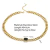 Aço Titânio Ouro Cubano Colar Grosso Feminino Hip Hop Não Desbota Exagerado Aço Inoxidável Preto Quadrado Conjunto de Colar com Pulseira