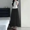 Pantalones Falda Plisados Finos de Línea A para Mujer Verano 2026 para Figuras Pequeñas, Pantalones Anchos Rectos de Cintura Alta de Algodón y Lino con Efecto de Caída