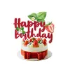 Set de Decoración para Fiesta de Cumpleaños Feliz con Temática de Fresas Banderín de Cumpleaños Topper para Pastel Decoraciones en Espiral para Fiesta