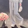 Temporada de Primavera y Otoño 2026, Conjunto de Dos Piezas para Niños Mayores: Sudadera con Cuello Polo de Color Contrastante y Pantalones Casuales Sueltos de Pierna Ancha para Niñas