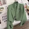 Blazer Negro Corto para Mujer, Nuevo Estilo Primavera y Otoño, Diseño Casual de Alta Gama, Estilo de Nicho para Mujeres Petites, Calidad de Exportación
