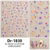 Redanco5D Relieve Ins Popular Papel de Aluminio Plateado Pegatinas para Uñas Flor Seca Flor Silvestre Pequeña Pegatinas 3D para Uñas Dr1832