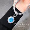 Hermoso Collar con Colgante de Aguamarina de Alta Gama Leyenda del Mar Azul Anillo de Lujo Ligero Aretes Caibao traje Mujer