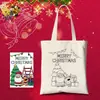 Bolsa de Lona para Colorir de Natal Infantil DIY Pintada à Mão Bolsa de Lona de Mão Conjunto Bolsa de Algodão de Ombro Único Logo Impresso