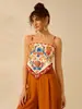 Zt6616 Verão Novo Estampado Suspensório Estilo Boho Resort Top Curto
