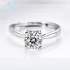 Fabricante Venta al por Mayor Plata Esterlina S925 Chapado al Vacío Oro Blanco Corona Cuadrada Cuatro Puntas Anillo para Mujer con Moissanita