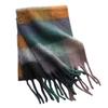 Novo Cachecol Xadrez Feminino Outono e Inverno Arco-íris Europeu e Americano Marca Grande Combinação de Cores Caxemira e Mohair Xale Cachecol Espessado Pescoço Feminino