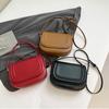 Bolso bandolera de hombro de PU de color sólido con textura alta, nuevo, transfronterizo, pequeño, cuadrado, sencillo, combinable con todo