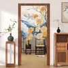 Nueva cortina de puerta estilo chino para dormitorio, decoración de lujo ligero, cortina corta para cocina y baño, instalación sin taladro, cortina divisoria de media longitud