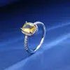 Anillo de compromiso de circón y diamante de colores transfronterizo para mujer, de alta gama, con apertura ajustable, forma de corazón, anillo completo de diamantes para dama, venta al por mayor