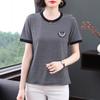 Camiseta de Moda de Manga Corta para Mujer 2025 Verano Nueva Camiseta de Rayas para Mamá Talla Grande Chica Gordita Top Holgado