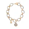 Collar de Monedas Redondo Geométrico con Tira Retorcida Rayada Personalidad Europea y Americana Temperamento Exagerado Collar de Clavícula de Gama Alta para Mujeres