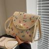 Bolso pequeño cuadrado de paja de estilo veraniego, moderno, combinable con todo, bandolera de algodón tejido, bolso de playa hecho a mano para mujer.