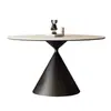 Mesa de Comedor Redonda de Pizarra Estilo Retro Francés de Mediados de Siglo y Sillas Mesa Redonda Simple Moderna Minimalista Italiana para Apartamento Pequeño