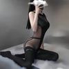 Medias de Lencería Sexy, No Necesita Quitarse, Body de Entrepierna Abierta, Desgarrable a Mano, Provocativo, Apasionado, Transparente, Ropa de Dormir Sexy para Mujer, Medias Negras