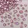 Brillantina Rosa en Forma de Corazón de Moda para Uñas, Cristales de Vidrio Multifacéticos Súper Brillantes, Decoraciones de Cristal