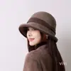 Chapéu de Pescador Retrô Britânico de Alta Qualidade para Mulheres, Estilo Coreano, Outono e Inverno, Versátil, Elegante, Quente, Chapéu Bucket Emagrecedor