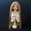 Peluca para Muñeca BJD de 3/4/6 Pulgadas, Peluca de Seda Suave con Raya en Medio y Cabello Largo Lacio, Set para Muñecas