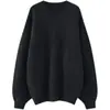 Tricô Pulôver de Cor Pura Redondo Estilo Retrô para Mulheres para Outono e Inverno Roupa Externa 2025 Novo Estilo Coreano Solto Estilo Hong Kong Top de Tricô