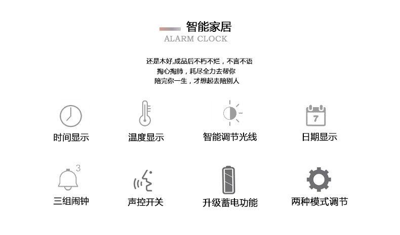 新款创意可充电智能电子声控LED闹钟 环保静音夜光