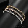 Pulseira de zircônia cravejada em fileira única e dupla, explosão transfronteiriça de celebridade da internet, moda feminina simples, corrente de tênis com diamantes completos, fabricantes em estoque, atacado