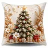 Cojín de Sofá Muñeco de Nieve Árbol de Navidad Alce Santa Impresión Funda de Cojín Decorativo Navideño para Sofá Dormitorio