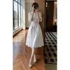 Impresionante Vestido Camisero Blanco de Estilo Francés para Mujer, Nuevo Modelo de Verano, Exquisito y Bonito, Vestido Largo que Ceñe la Cintura