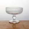 Copo de Vidro Vertical Retrô com Pé Alto 330ml Vidro Sódio-Cálcio Copo de Sobremesa Copo de Suco Copo de Sorvete Atacado