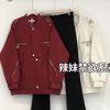 2024 Nueva Chaqueta de Béisbol Retro Americana con Cremallera Decorada para Mujer Primavera Marca de Moda Holgada para Pareja Chaqueta Combinable