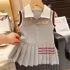 Vestido Polo Casual Deportivo Estilo Occidental para Bebé Niña Verano 2024 Vestido de Princesa con Pliegues Lindo para Niña