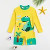 Traje de banho infantil para meninos, peça única, para crianças pequenas, com estampa de desenho animado, roupa de banho de secagem rápida, fofo de verão profissional para estudante