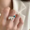Anillo Exquisito de Elefante para Mujer Estilo Ins Sentido de Diseño Nicho Dulce Fresco Abierto Ajustable Anillo Lujo Ligero Elegante Celebridad de Internet Anillo Dedo Índice