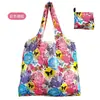 En stock Bolsa de compras plegable 190T ligera fina de nailon impermeable portátil de un solo hombro tamaño mediano bolsa ecológica bolso de mano bolsa de supermercado