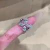 Anillo de Mariposa de Circonita con Diamantes Completos Brillantes, Estilo Coreano Lujo Ligero Nicho Plata Anillo Versátil para el Dedo Índice, Anillo de Mariposa