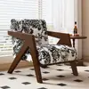 Sofá Individual de Madera Maciza Nórdica Richard Estilo Vintage Francés Sillón Sofá para Sala de Estar Silla de Balcón para Ocio Sofá Perezoso