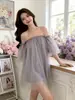 Vestido de Malla de Hombro Descubierto de Verano para Mujer, Corte Holgado, Adelgazante, Diseño de un Solo Hombro, Elegante y con Estilo, Adecuado para Ocasiones Específicas