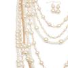Collares de Moda Europeos y Americanos, Collares de Perlas Multicapa, Exagerados Elegantes, Collares Largos para Clavícula 6470