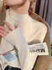 Camisa de base para mulheres, outono e inverno, top estiloso para usar por baixo, suéter de tricô novo estilo, suéter de gola semifechada, tamanho único