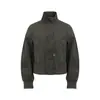 Chaqueta N605 High Street Retro Streetwear Motociclista Estilo Ropa de Trabajo de Alta Gama para Mujer, Corte Holgado Chaqueta con Cuello Alto