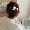 Pinza para el pelo de perro grande linda Versátil Tela Cuadros Parte trasera de la cabeza Moño Pinza de pico de pato Accesorio para el pelo